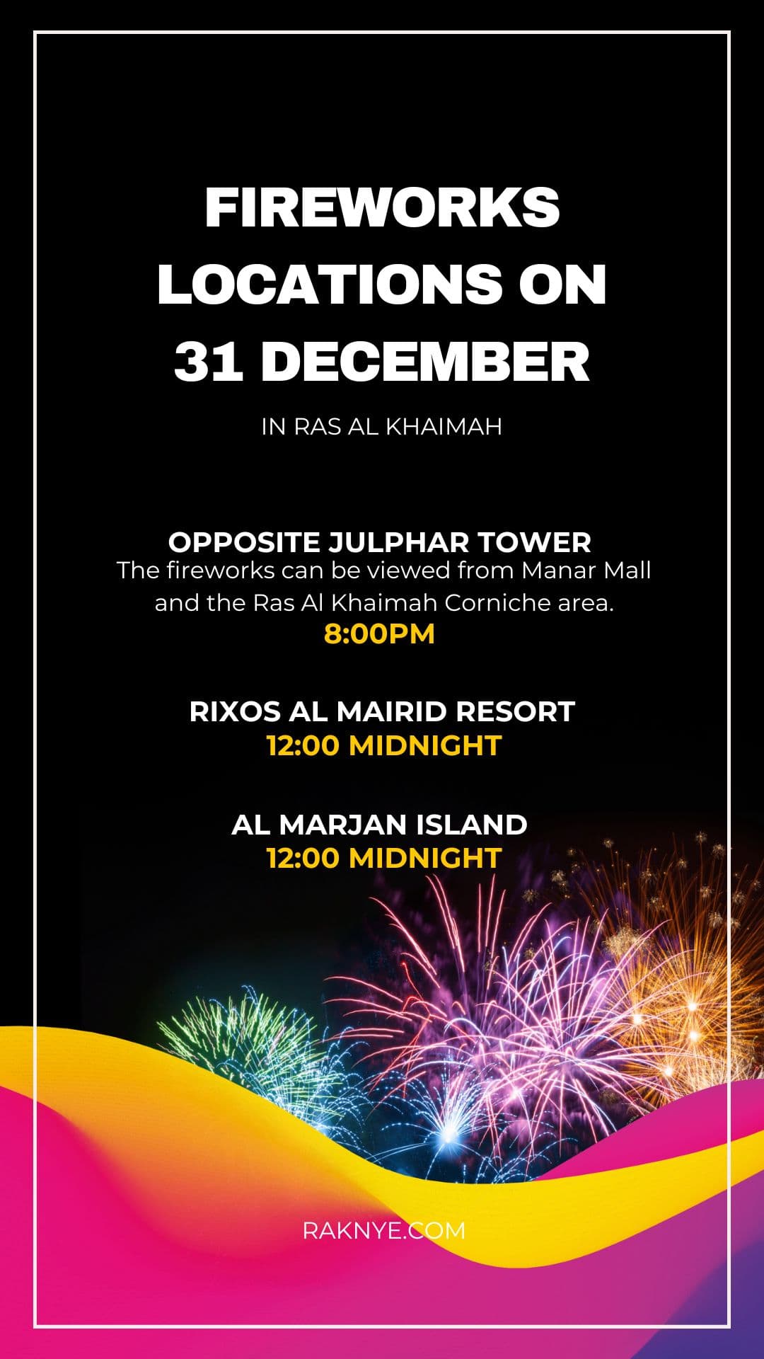 Fireworks Timings
